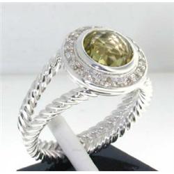 David Yurman  Silver Lemon Citrine Diamond Ring
