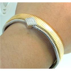 18K  Two Tone Gold Diamond Bangle!!!