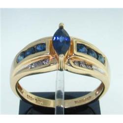 14k Yellow Gold Sapphire Diamond Ring