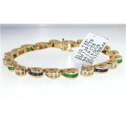 KRYPELL 18K Diamond, Emerald & Sapphire Bracelet
