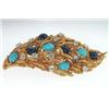 Image 3 : 18k Yellow Gold Diamond , Sapphire, Turquoise Pin