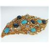 Image 4 : 18k Yellow Gold Diamond , Sapphire, Turquoise Pin