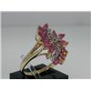 Image 3 : 14K Yellow Gold Rhodolite & Diamond Ring