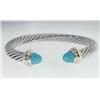 Image 1 : David Yurman 14k Yellow Gold/Silver Turquoise Bangle