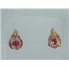 Image 1 : 14K Yellow Gold Ruby Diamond Earrings.