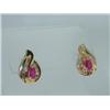 Image 2 : 14K Yellow Gold Ruby Diamond Earrings.