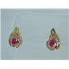 Image 3 : 14K Yellow Gold Ruby Diamond Earrings.