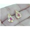 Image 4 : 14K Yellow Gold Ruby Diamond Earrings.
