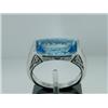 Image 1 : 14K White Gold Blue Topaz & Diamond Ring