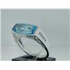 Image 2 : 14K White Gold Blue Topaz & Diamond Ring