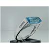 Image 3 : 14K White Gold Blue Topaz & Diamond Ring