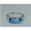 Image 4 : 14K White Gold Blue Topaz & Diamond Ring