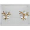 Image 1 : 14K Yellow Gold  Diamond and Pearl Earrings