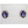 Image 3 : 14K Yellow Gold Diamond,  Amethyst Earrings