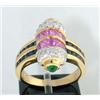 Image 1 : 18K Yellow Gold Multi Colored Stone & Diamond Ring
