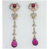 Image 1 : 14K Yellow Gold Tourmaline & Diamond Earrings.