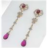 Image 2 : 14K Yellow Gold Tourmaline & Diamond Earrings.
