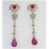Image 4 : 14K Yellow Gold Tourmaline & Diamond Earrings.