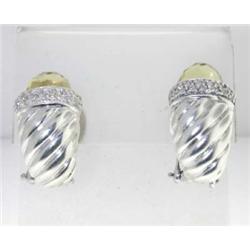 David Yurman Silver Diamond & Lemon Citrine Earrings