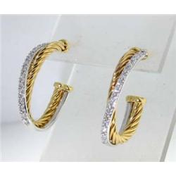 David Yurman 18K 2-toned Gold Diamond Earrings