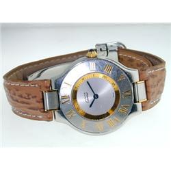 Cartier Gold Plated & Stainless Steel Strap Watch.