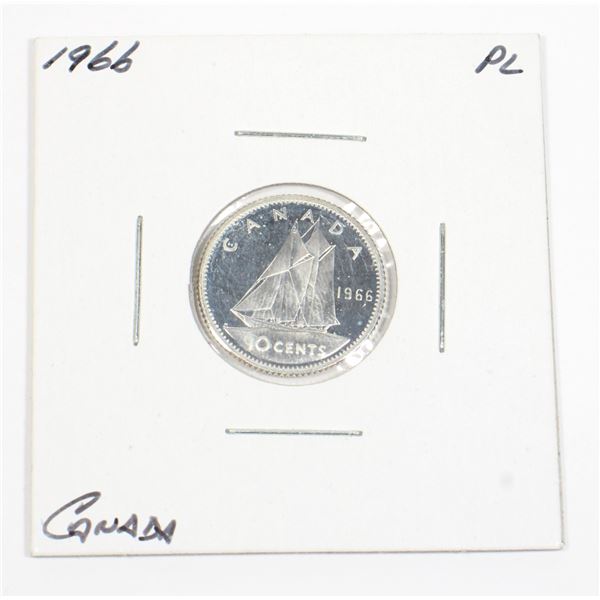 1966 CANADA .10 CENTS SILVER COIN
