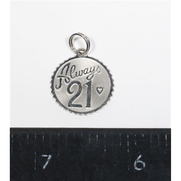 1.89 GRAMS ALWAYS 21 STERLING PENDANT