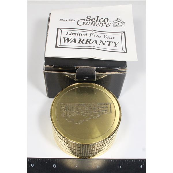 SELCO GENEVE STACKED COINS ROUND SWIVEL CLOCK