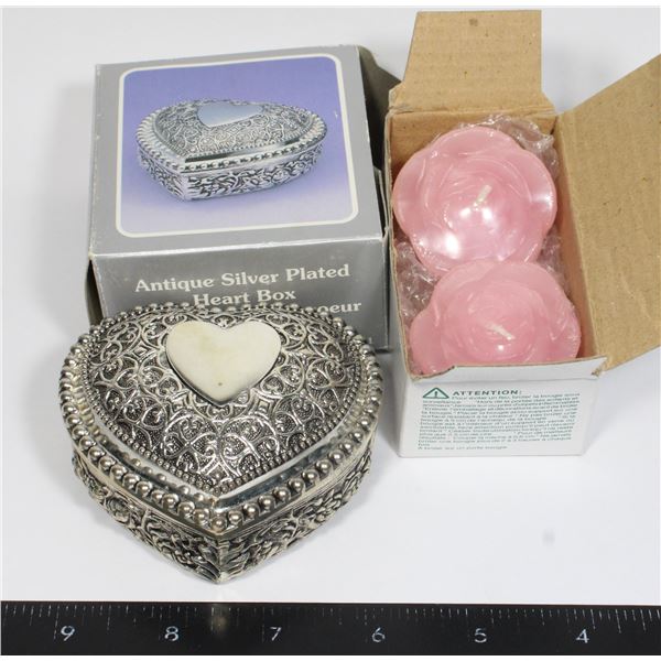 ELEGANCE SILVER ANTIQUE SILVER PLATED HEART BOX