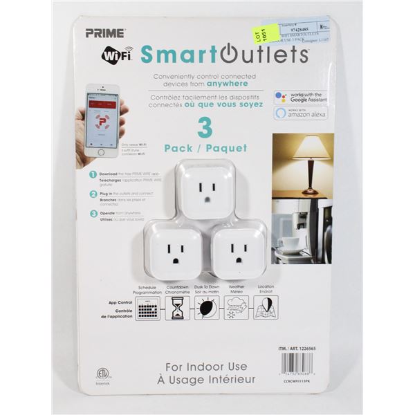PRIME WIFI SMARTOUTLETS  INDOOR USE 3 PACK