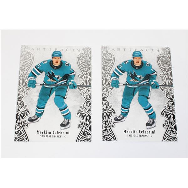 TWO MACKLIN CELEBRINI UPPER DECK ARTIFACTS CARDS