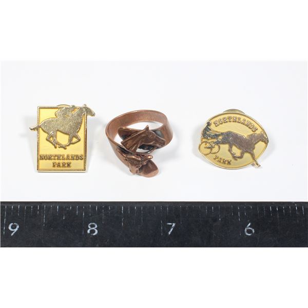 2 VINTAGE NORTHLANDS PARK RACING LAPEL PIN SOLD