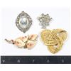 Image 1 : LOT OF 4 BROOCHES: ONE MISSING SOME RHINESTONES