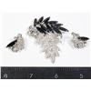 Image 1 : VINTAGE SILVER TONE BLACK AND CLEAR RHINESTONE