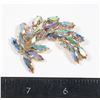 Image 1 : VINTAGE IRIDESCENT RHINESTONE LEAF DESIGN BROOCH