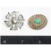 Image 1 : LOT OF 2 VINTAGE BROOCHES. FLORAL FAN HAS