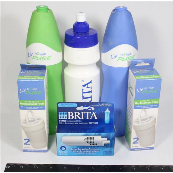 LOT OF BRITA/WATER FILTERS & BOTTLES