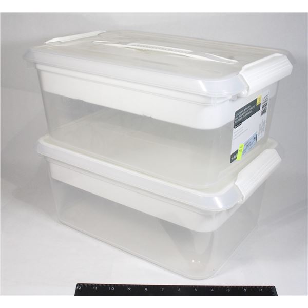 PAIR OF PLASTIC STORAGE CONTAINERS