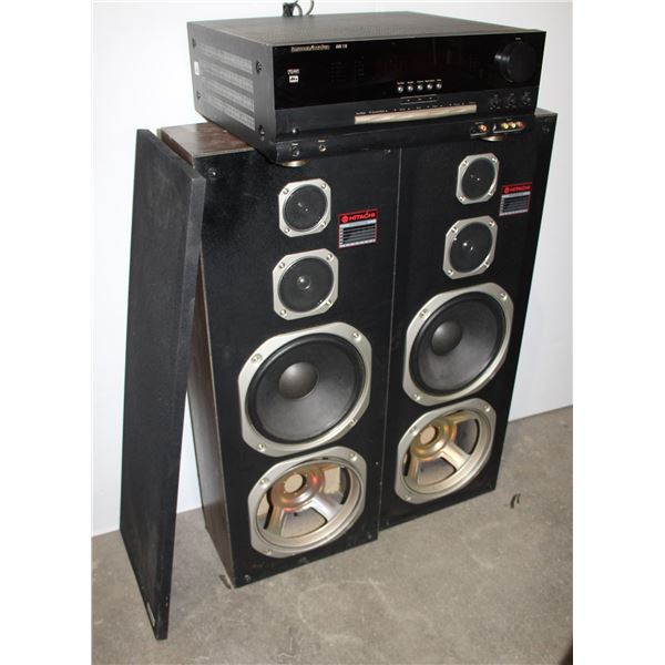 HARMAN KARDON RECEIVER W/ HITACHI SPEAKERS