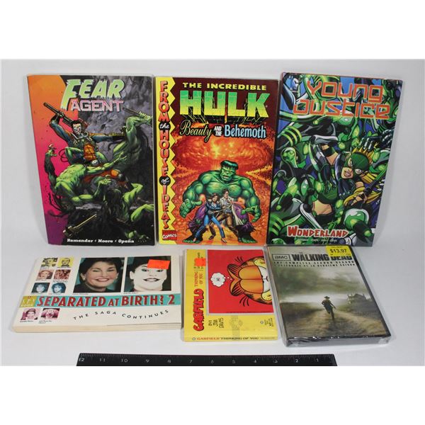 MIXED POP CULTURE BOOK LOT WITH WALKING DEAD DVD