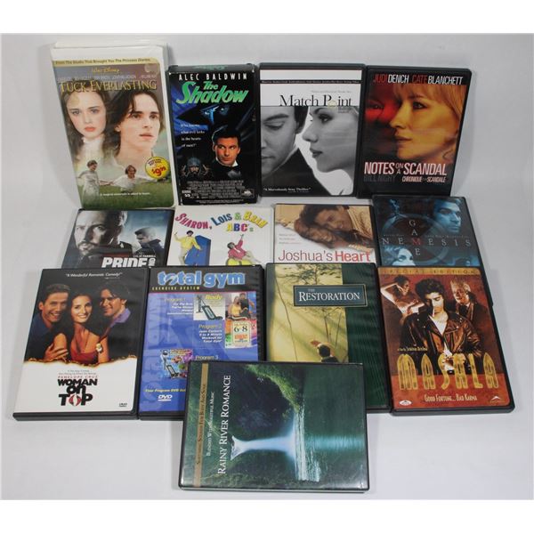 LARGE LOT OF DVDS, TWO VHS