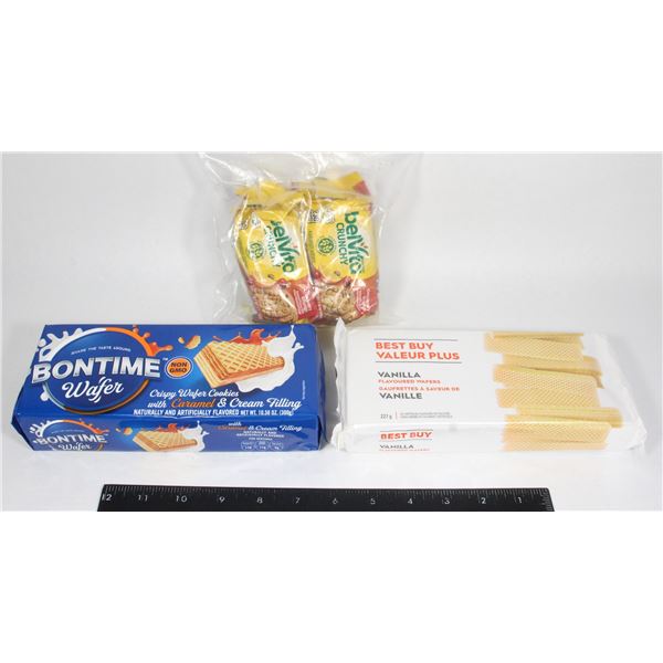 BONTIME 300G + CARAMEL WAFERS 227G + BELVITA 200G