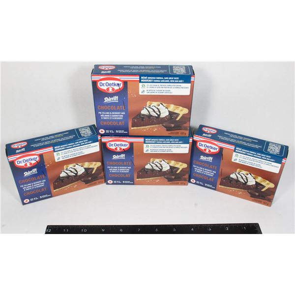 FOUR PACKS OF DR. OETKER CHOCOLATE PIE FILLING