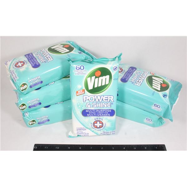 (6) VIM POWER & SHINE MULTIPURPOSE WIPES