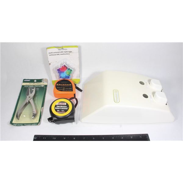 TAPE MEASURES, HOLE PUNCH, SOAP/LOTION DISPENSER