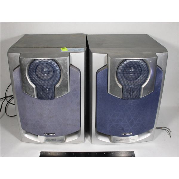PAIR OF AIWA 100W BOOKSHELF SPEAKERS, WORKING