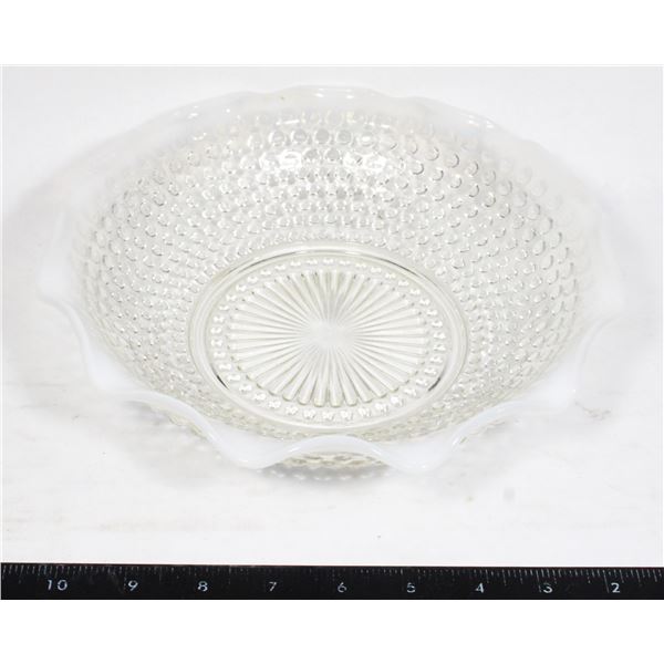 GLASS CANDY DISH WITH TEXTURED BUBBLES AND