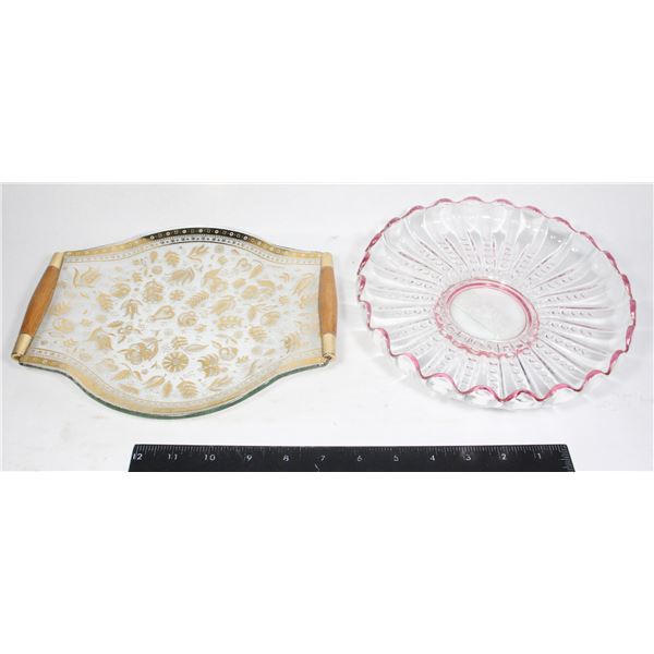 UNIQUE GLASS DISH WITH TEXTURED BUBBLES AND