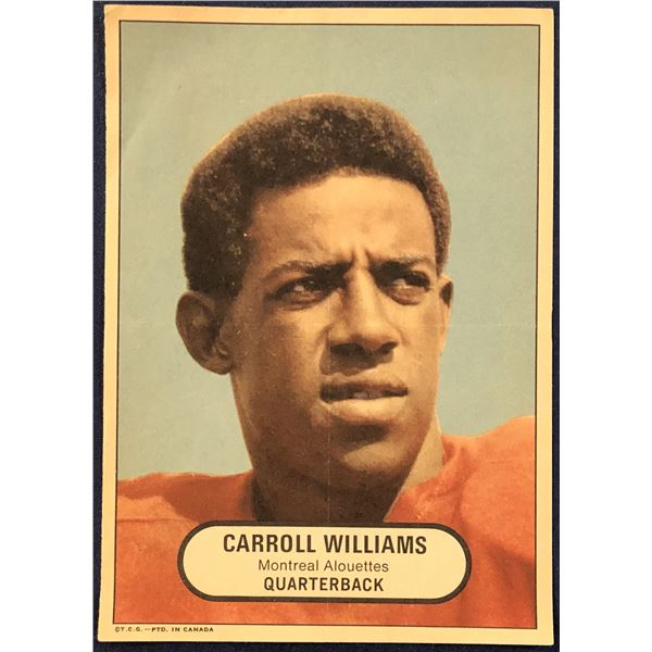 1968 O-PEE-CHEE CFL FOOTBALL INSERT POSTER - CARROLL WILLIAMS