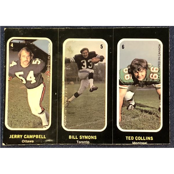 1972 O-PEE-CHEE CFL FOOTBALL INSERT STICKERS - BILL SYMONS
